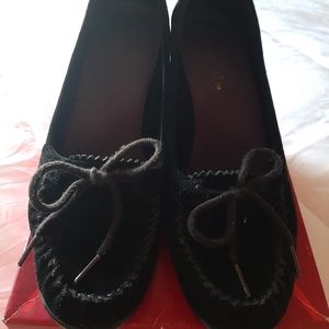 Black Suede Wedge Loafer